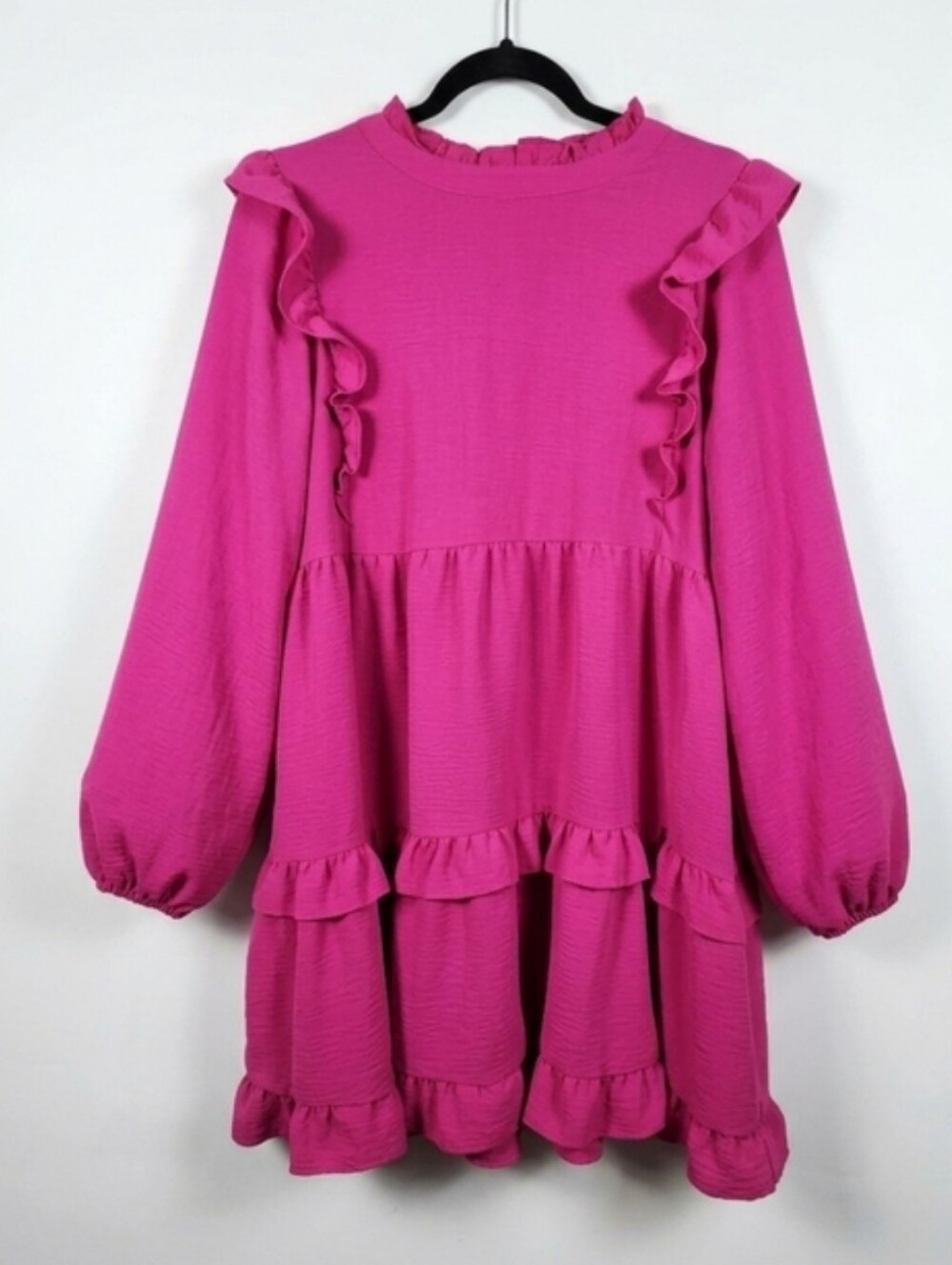 JODIFL Pink Ruffle Dress | Boutique Mini Dress | Feminine Boho Cottagecore | - Picture 4 of 10